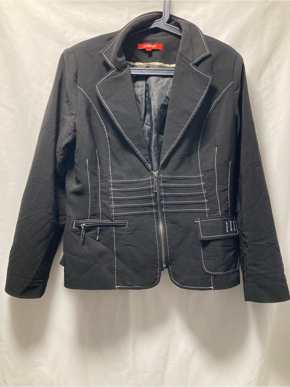 Le Grenier Black Zip Blazer Jacket Size 11 (M/L) Y2K